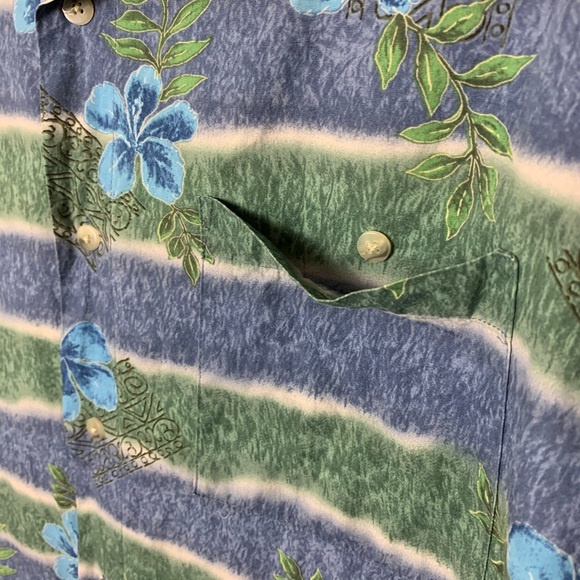 Consensus: Blue Hawaiian Shirt Hibiscus Large - Picture 2 of 9